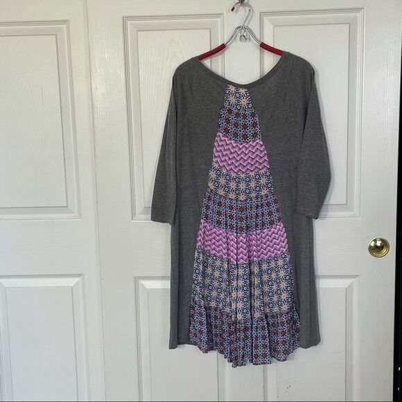 Altar’d State Boho Patchwork 3/4 Sleeve Jersey Dress, Medium - Picture 10 of 14